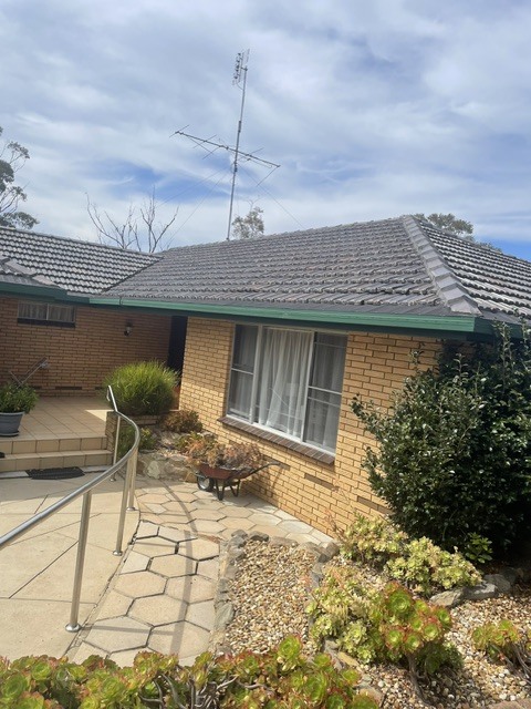 Front windows, garden beds and roofline